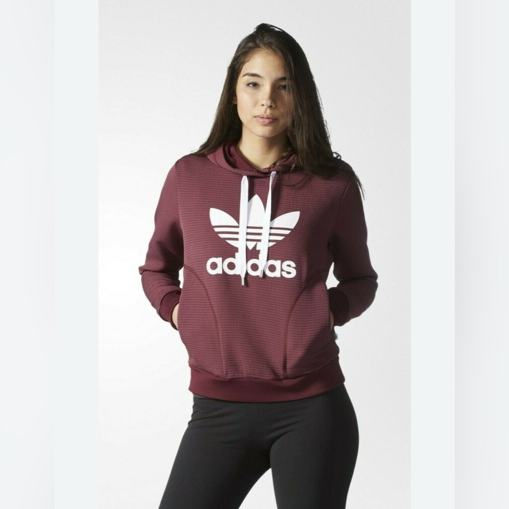 Adidas Women's Maroon Hoodie Sweater